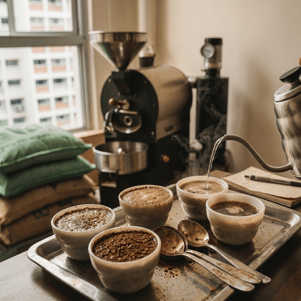 Small-batch coffee roasting process